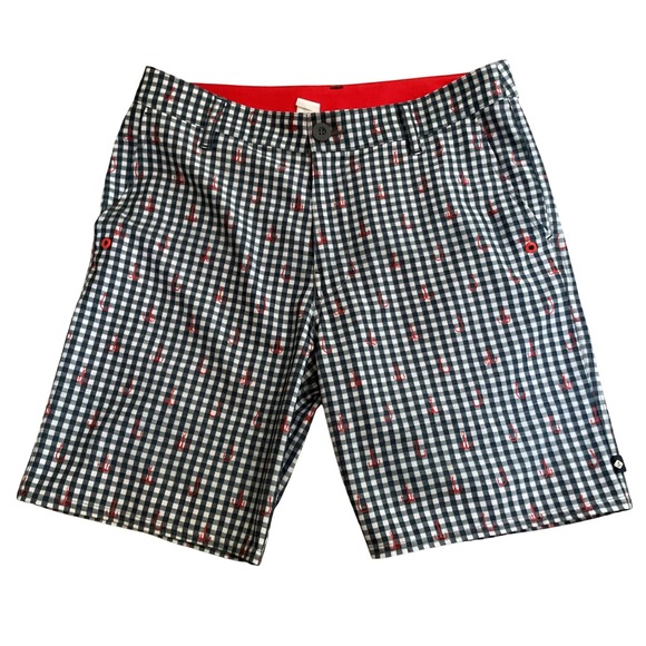 Sperry Other - Sperry Mens Navy Gingham Fishing Hook Embroidered Performance Shorts Size 32